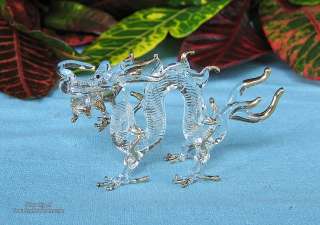 Small Hand Crafted Glass Art   Golden Chinese Dragon  