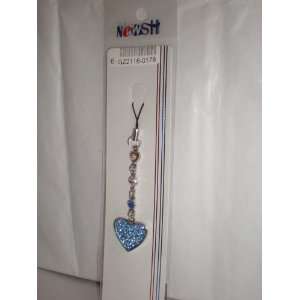  Purse or Cell Phone Charm, Blue Background Blue Gem Heart 