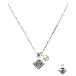 Bad Hair Day with Girl Charm Necklace with AB Swarovski Crystal 