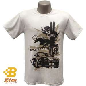   ICE L Ford Mustang Elements Short Sleeve Tee Ice Grey  Large Home