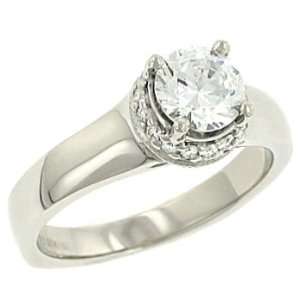  Solitaire Engagement Ring with Pave .13cttw (cz ctr 