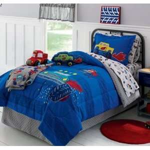   Trucks Boys Full Comforter Set (8 Piece Bed In A Bag)