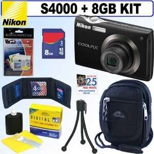  Nikon Coolpix S4000 12 MP Digital Camera (Black) + 8GB 