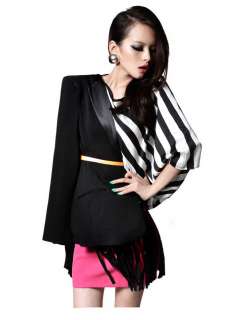 E2Women Suit Blazer Turn Back Cuff Jacket Size S,M,L,XL 3colors  