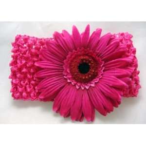 NEW Fuchsia Pink Daisy Flower Crochet Baby Headband 
