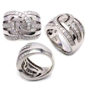 Bonjour Madmuasell Ring   Sparkling Glam of All White Czs Silver Ring 