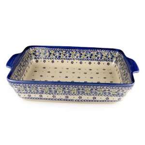  Polish Pottery Spring Blossom Baker with Handles