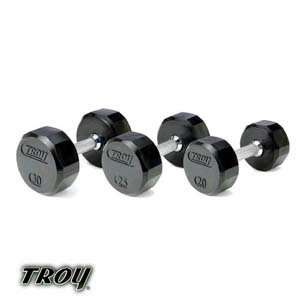  Troy Barbell TSD R 5 30 lb Rubber Dumbbell Set Sports 