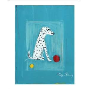   Dalmatian With A Red Ball and A Yellow Ball