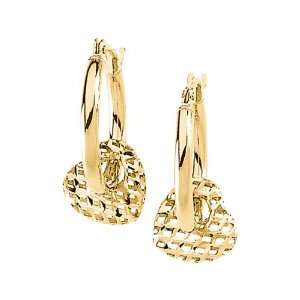  14K Yellow Gold Heart Dangle Earrings Katarina Jewelry