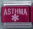 Asthma Medical ID Alert for Italian Charm Bracelets + Free Medical ID 