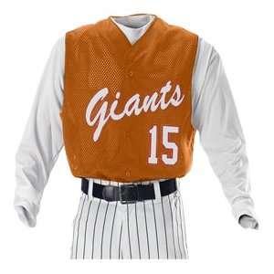   BFMVSTY Youth Full Button Custom Baseball Vests TO   TEXAS ORANGE YS