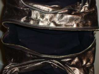   Golden Bronze Leather Slouchy Trigger Satchel Shoulder Bag $595  