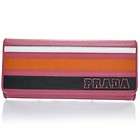 PRADA Saffiano Stripe Wallet Clutch Coin Purse Pink