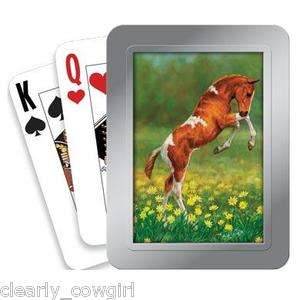 8567    TREE FREE ECO COWGIRL HORSE DELUXE PLAYING CARDS TIN  WOW 