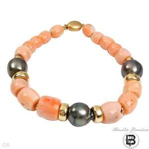  BASILIO LIVERINO 18K Yellow Gold Coral and Pearl Ladies 