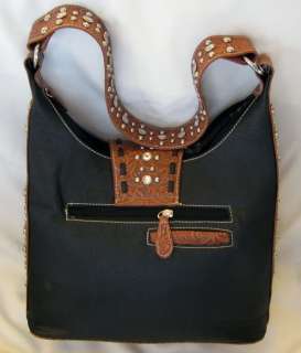 Western Leather Look Purse/Handbag   Patterned Trim/Buckle   Brand New 