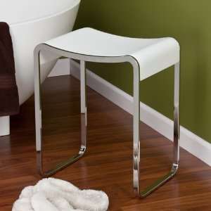  Lain Resin Bath Stool   White Matte Finish with Stainless 