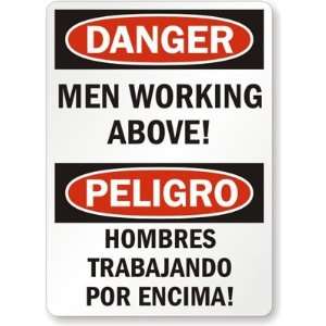   Hombres Trabajando Por Encima Plastic Sign, 10 x 7