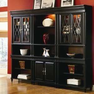  Parkridge Bookcase Wall in Distressed Cobblestone Black 