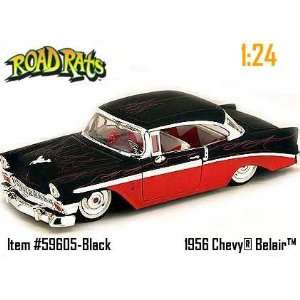  Chevy Bel Air Diecast Model Car Road Rats 124 Black/Red Toys & Games