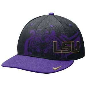  Nike LSU Tigers Black Purple Rivalry Swoosh Flex Fit Hat 