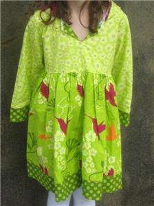 Jelly the Pug Ayana Hanna Girls Toddlers Dress w/ Hood Hummingbirds 4T 