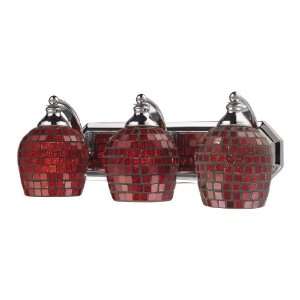  3 Light Vanity In Polished Chrome And Copper Mosaic Glass 