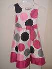 Rare Editions Easter Holiday Special Occasion Dress Dots Pink Grey 