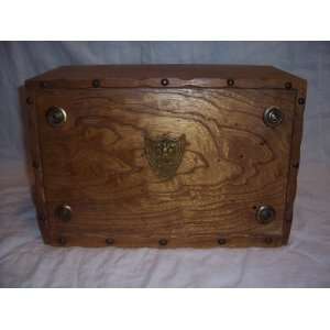    Vintage Wooden Eagle Bread Box Brass Hardware 