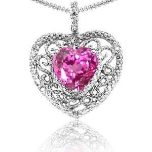  Candygem 10k Gold Lab Created Heart Shaped Pink Topaz and 