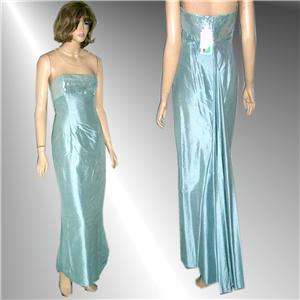   McCLINTOCK Ice Blue SHANTUNG SILK Fishtail STRAPLESS Gown NWT B32