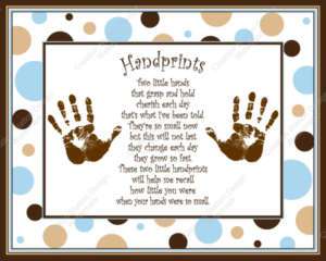 Blue & Brown Dots Babys First Handprints with Poem  