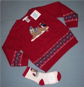 Janie Jack Iceberg Frost Walrus Sweater Socks 2 2T New  