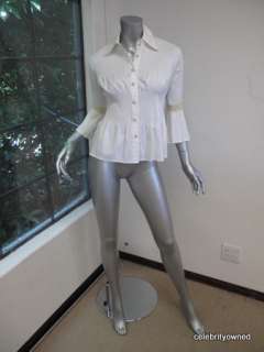 Robert Rodriguez White Pleated Button Down Top 4  