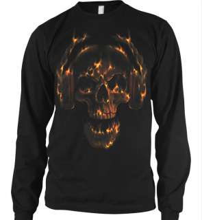 Hot Head Flaming Skull With Headphone Gothic Thermal  