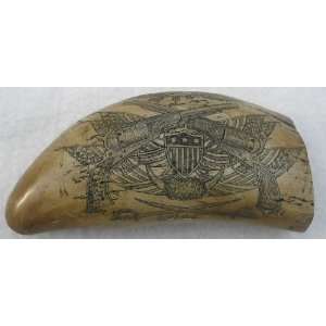   Texas Old West Cowboy Scrimshaw Whale Tooth Replica 