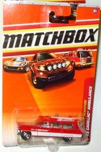 2010 MATCHBOX #55 100 63 RED WHITE CADILLAC AMBULANCE MILLER COUNTY 