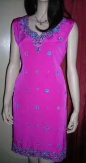 Pakistani Hot Pink Salwar Kameez Bead Dress Top Tunic  