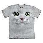 Cat Green Eyes Face Adult T Shirt by The Mountain