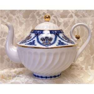 Lomonosov Cobalt Frieze Porcelain Teapot, 26 oz.  Kitchen 