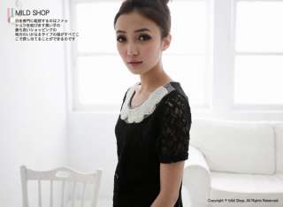   Korean Fashion Style Elegant Lace Faux Pearl Collar Top Tee NEW  