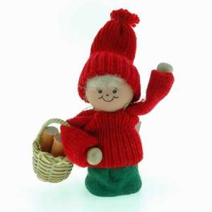 Tomte Santa Girl with Basket of Wood 