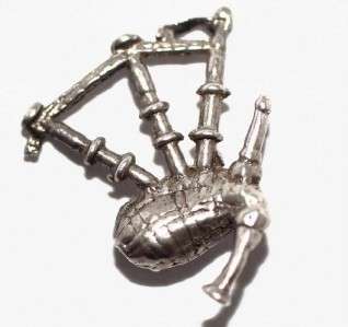 SCOTTISH BAGPIPE Vintage Sterling Silver 3D Charm ~ Solid silver 
