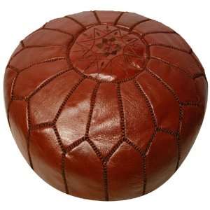  Moroccan Pouf   Chocolate Brown Leather