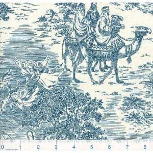  45 Wide *nativity Toile   Blue Fabric By The Yard Arts 