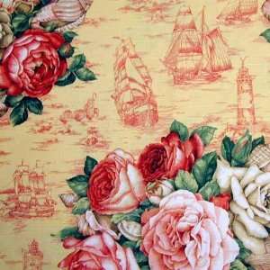 54 Wide Sea Roses Toile Sunset Fabric By The Yard Arts 
