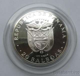 1971 PANAMA 20 BALBOAS STERLING SILVER COIN  
