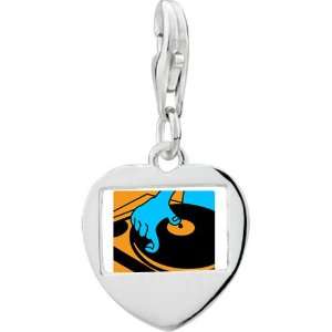   Sterling Silver Gold Plated Music Disc Playing Photo Heart Frame Charm