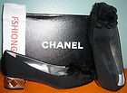 AUTHENTIC $750 CHANEL BLACK BALLET FLATS SHOES WITH CAMELLIA SILVER 